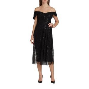 Teri Jon by Rickie Freeman Sequin Mesh Midi-Dress size 12